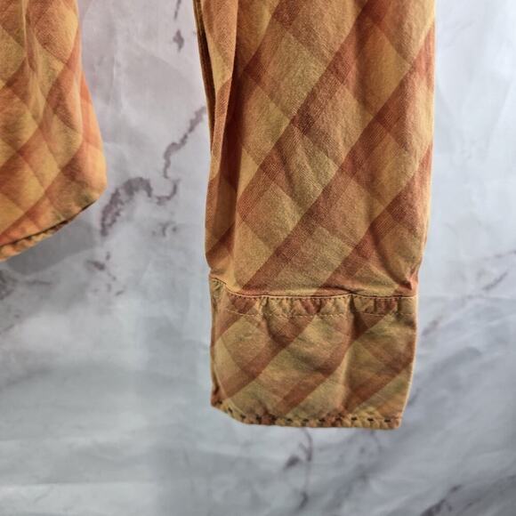 Roper Shirt Womens Medium Orange Button Up Aztec Southwest Vintage Plaid Snap - Picture 5 of 14